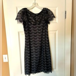 Black Lace with Silver Underlay Dress